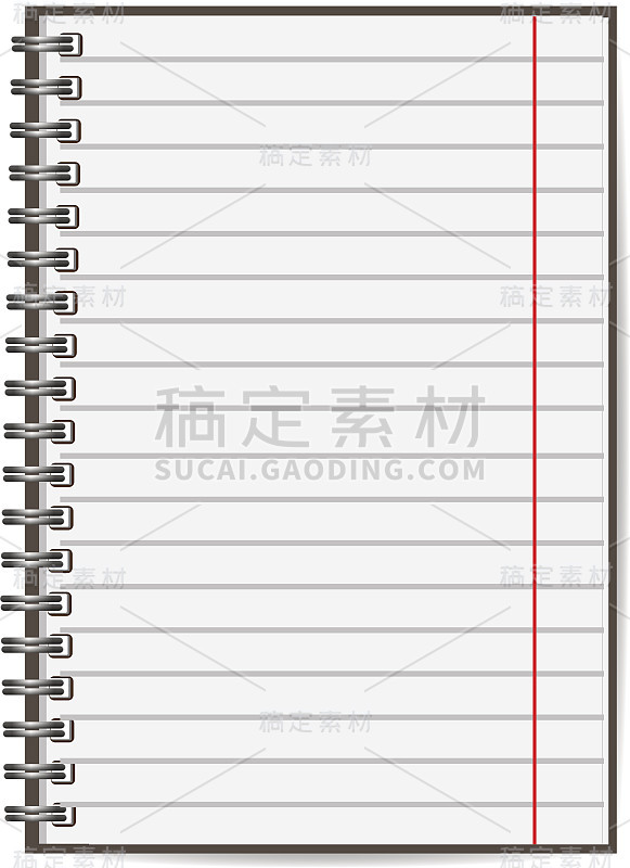 空白现实封闭螺旋笔记本孤立在白色背景。垂直的字帖。模板，模拟组织者或日记。水平排列notebook.