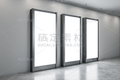 现代博物馆的侧视图与海报