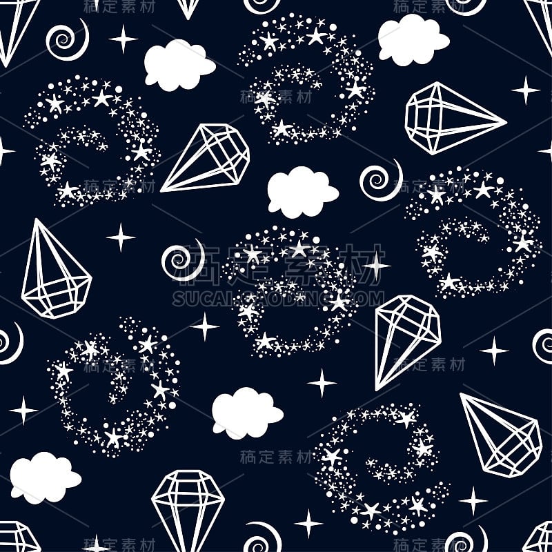 seamless pattern with lamp stars clouds - vector i