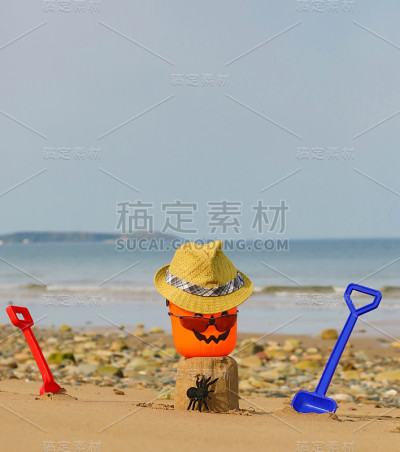 万圣节南瓜沙滩桶沙堡