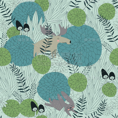 seamlessforestgreenelkhare