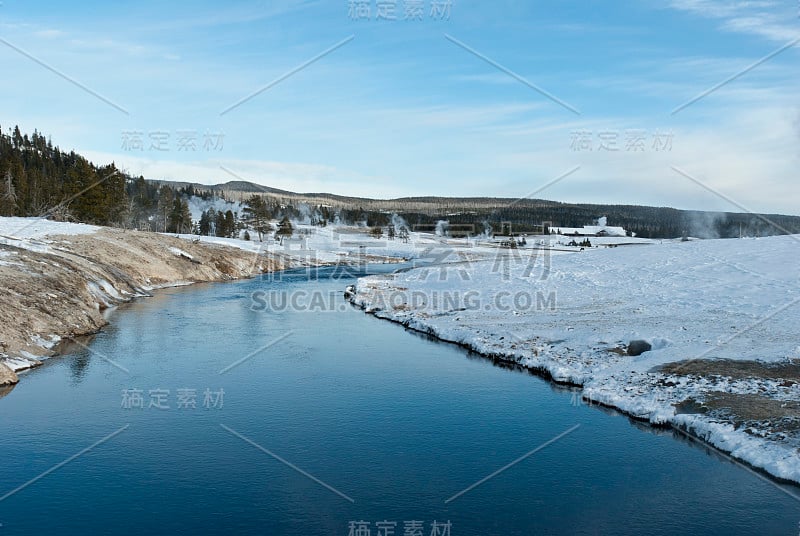 Firehole River, Winter, Upper Geyser Basin, Yellow