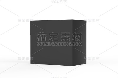 黑色矩形盒上孤立的白色背景，封闭的白色茶盒模型，3d插图