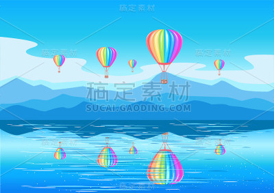 浮空器在美丽的风景