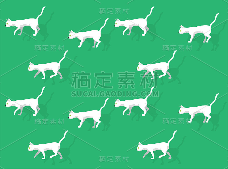 动物动画序列猫斯芬克斯行走卡通矢量无缝墙纸