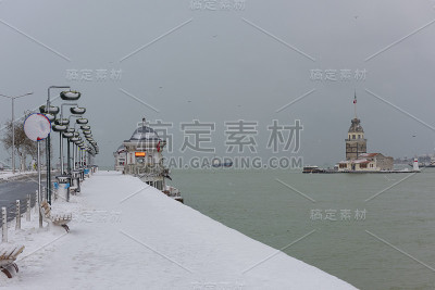 土耳其伊斯坦布尔下雪天。