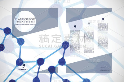 一套小册子，海报设计模板在DNA分子风格