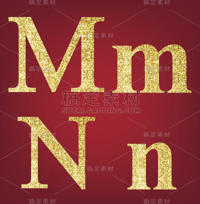 M N字母由金饰片组成