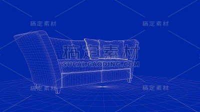 一个轮廓椅子对象的3d渲染