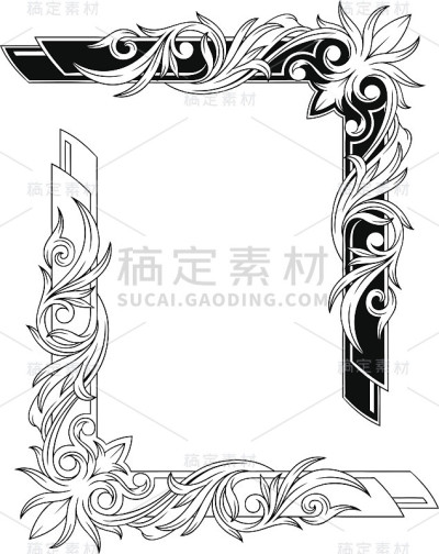 黑白图形纹身框架集