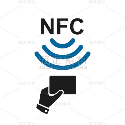 NFC支付技术图标。近场通讯概念，快速支付符号-为股票