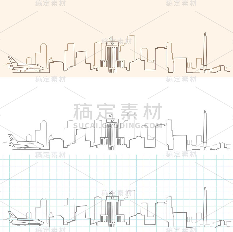 休斯顿手绘天际线