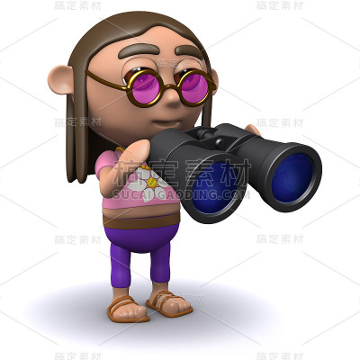 3d嬉皮通过双筒望远镜