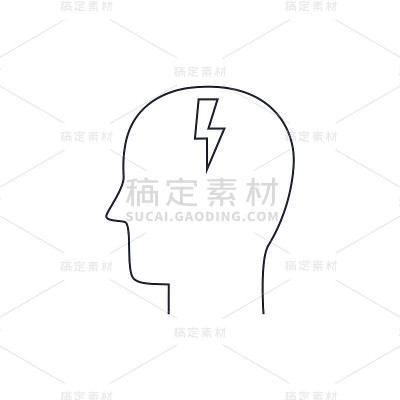 头脑风暴图标，细线风格，平面设计