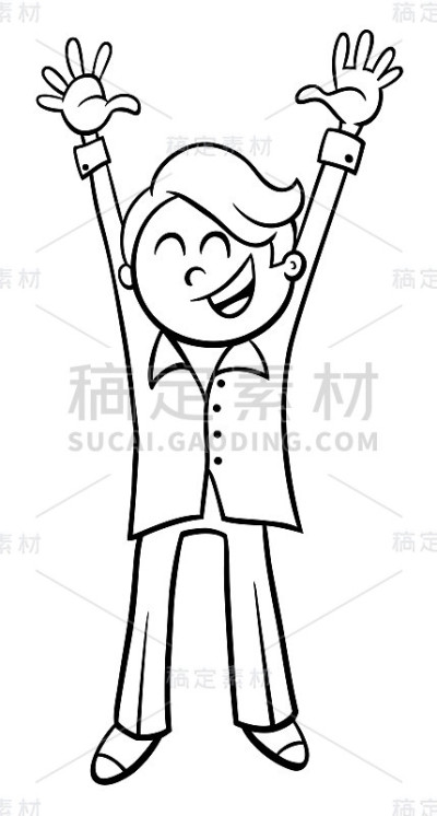 快乐男孩卡通人物涂色页