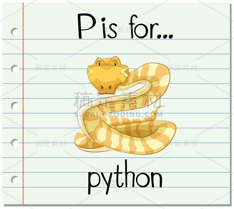 识字卡片中的字母P代表python