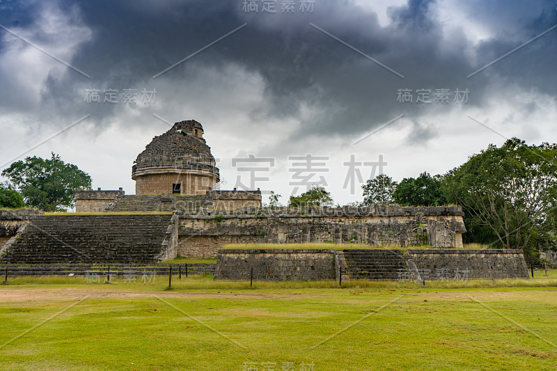 天文台寺庙(卡拉科尔)。奇琴伊察古玛雅考古遗址。旅行照片或背景。墨西哥