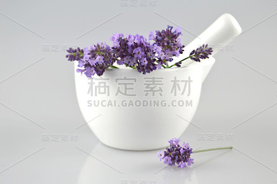 臼里的薰衣草花