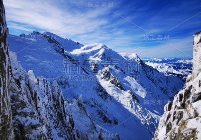 夏蒙尼勃朗峰法国山山顶滑雪滑雪板滑雪板旅行旅行者