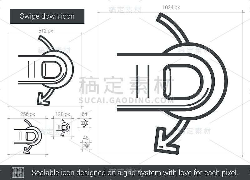 向下滑动线条图标