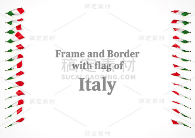 框架和边界与意大利国旗。3d插图