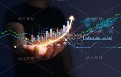 商人持有增长图的业务。业务战略发展和增长计划。