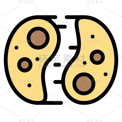 细胞分裂矢量插图，填充样式图标