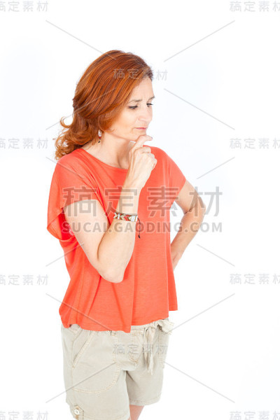 美丽的女商人在不同的服装中做不同的表情