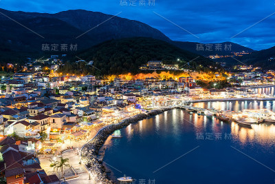 希腊帕尔加市的夜景