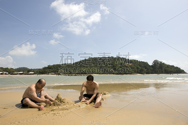 在海滩上