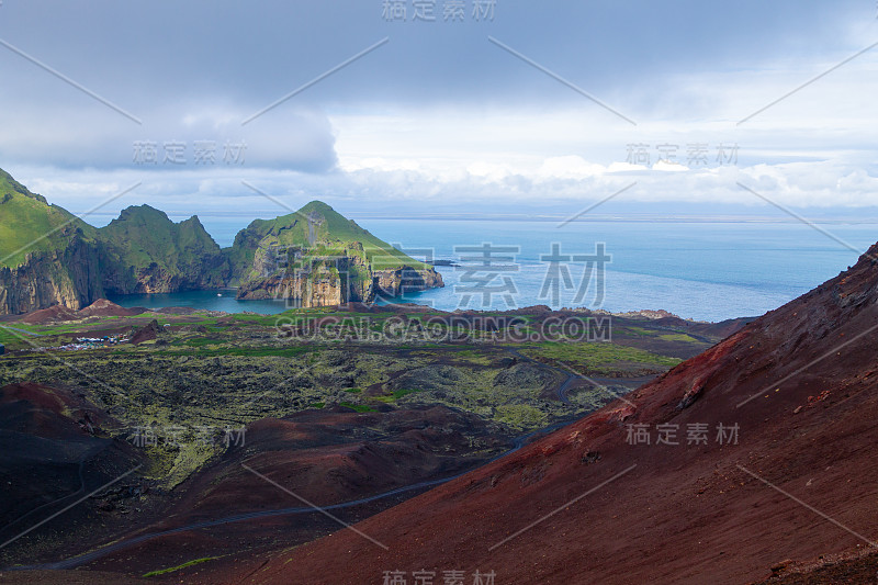 黑梅镇鸟瞰图从埃尔德费尔火山。