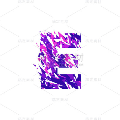 字母E，碎成碎片。