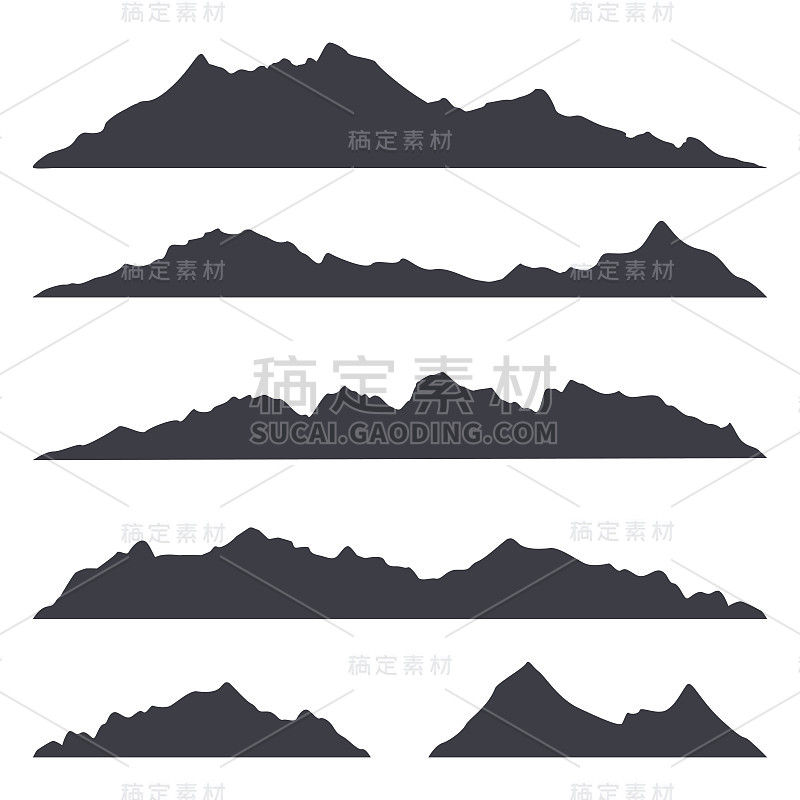 群山在白色的背景上显出轮廓