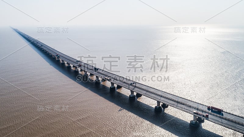 跨海大桥鸟瞰图，东海大桥