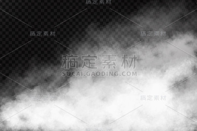矢量现实隔离烟雾的透明背景效果。真实的雾或云装饰。