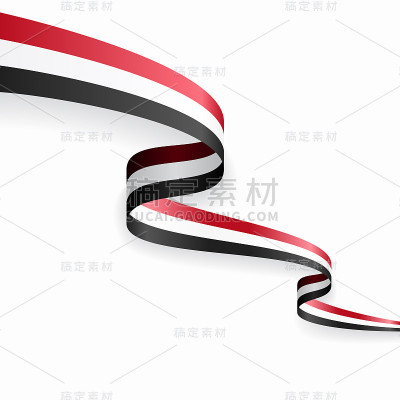 也门国旗波浪抽象背景。矢量插图。
