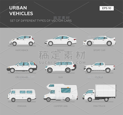 一大堆不同型号的汽车。