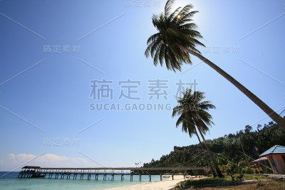 湛蓝天空下的木桥