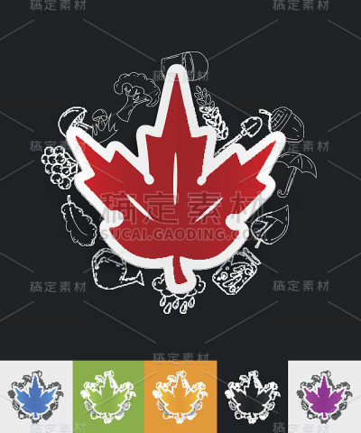 叶纸贴纸与手绘元素