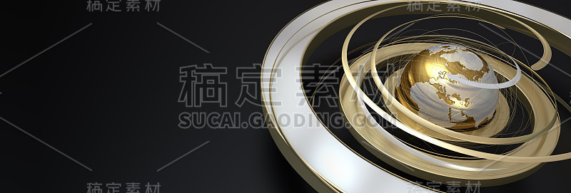 金色在黑色上旋转