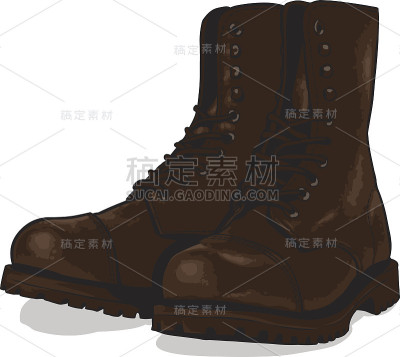 向量卡通棕色军靴