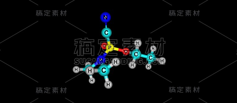 塔邦分子结构孤立在黑色上