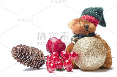 美丽的圣诞概念雪人和泰迪熊