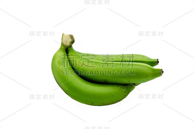白色背景上的绿色香蕉束
