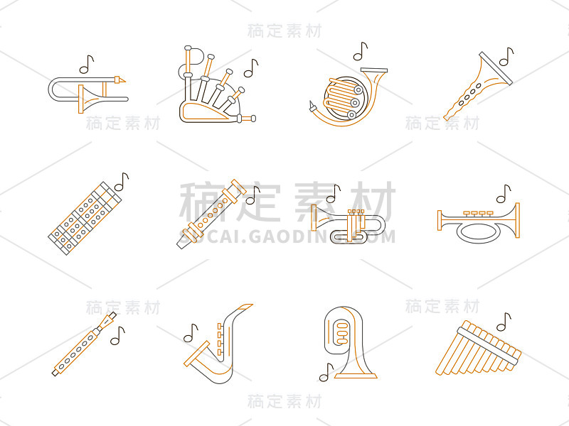 木管乐器的平线矢量图标