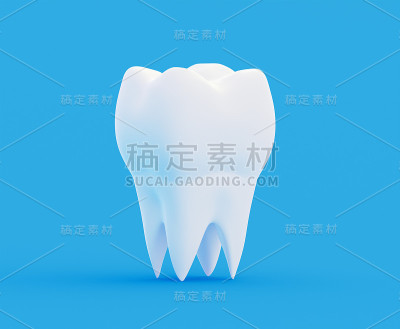清洁洁白健康强壮的牙齿臼齿，钙氟化物牙膏。三维演示