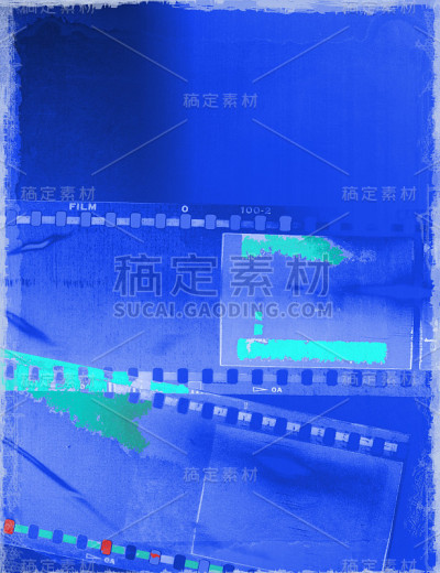 复古的蓝色胶片带框架背景。