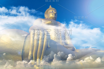 大佛，蓝天白云