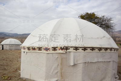 古老的土耳其游牧帐篷。游牧民族。