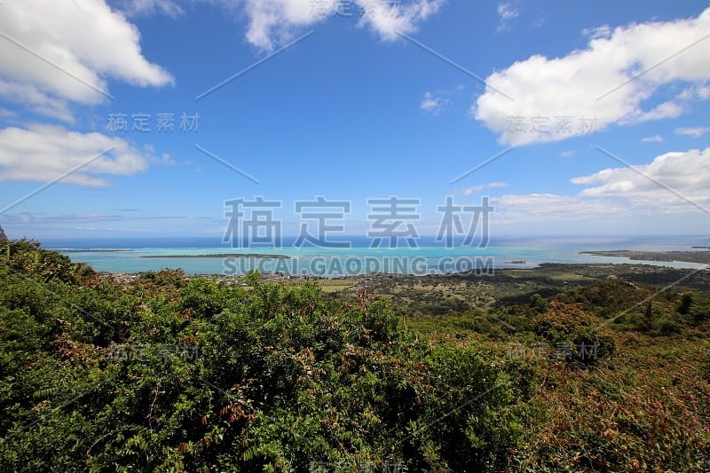 Panorama View海岸线Le Morne, Case Noyale, Tamarin, Fl